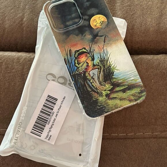 Amazon Accessories - Trippy Frog Playing Guitar Case Compatible with iPhone 14 Pro Max. NEW!!